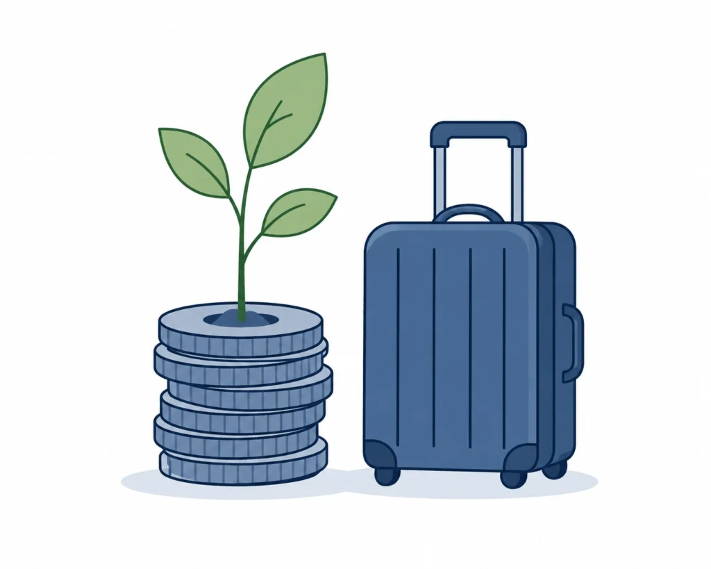 Illustration symbolizing the low startup capital needed to launch a travel agency business