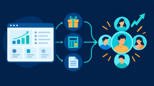 Product-led marketing loop with free tool, referral gift, and documentation attracting users