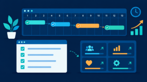 90-day marketing plan timeline with weekly experiments and four key metrics