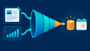 Support tickets sorted into automated and human lanes beneath a downward-bending cost curve